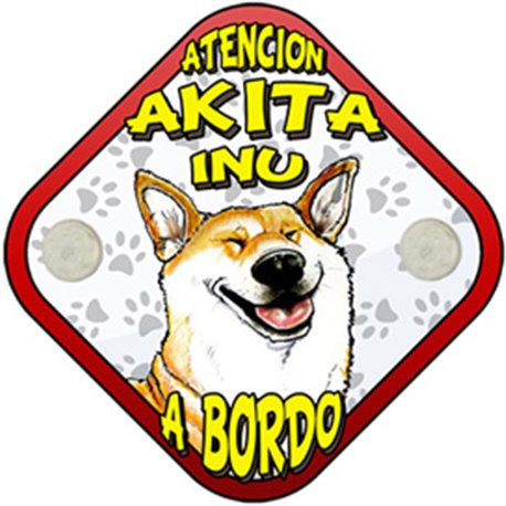 Placa perro a bordo atención Akita Inu