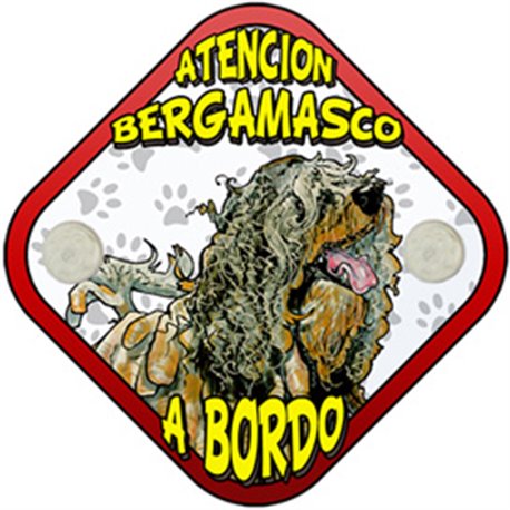 Placa perro a bordo atención Bergamasco