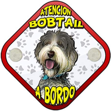 Placa perro a bordo atención Bobtail