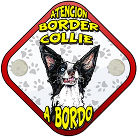 Placa perro a bordo atención Border Collie