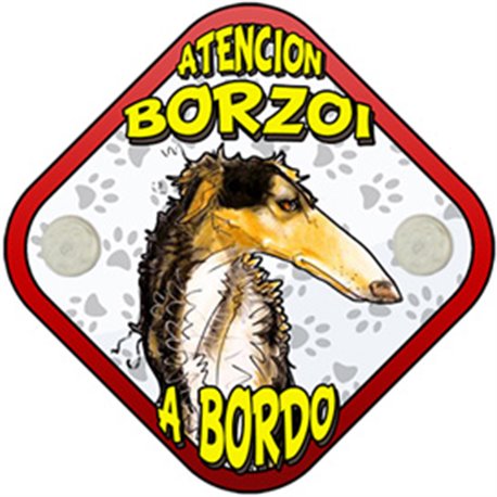 Placa perro a bordo atención Borzoi