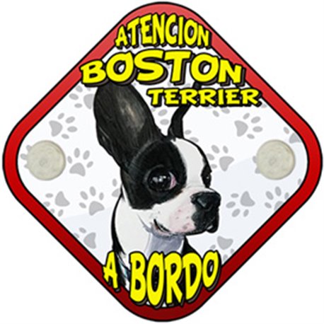 Placa perro a bordo atención Boston Terrier