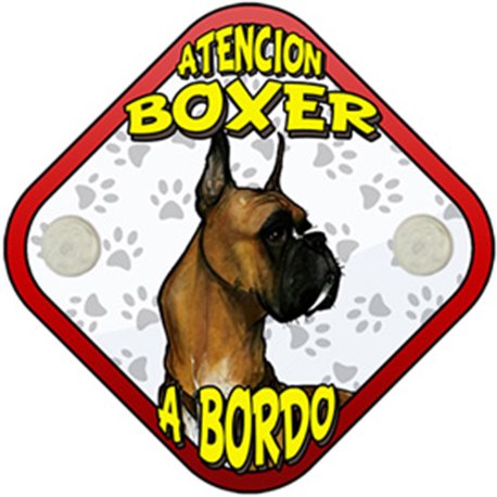 Placa perro a bordo atención Boxer atigrado