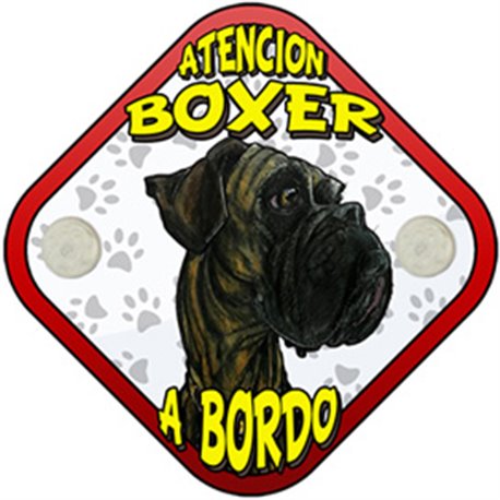 Placa perro a bordo atención Boxer