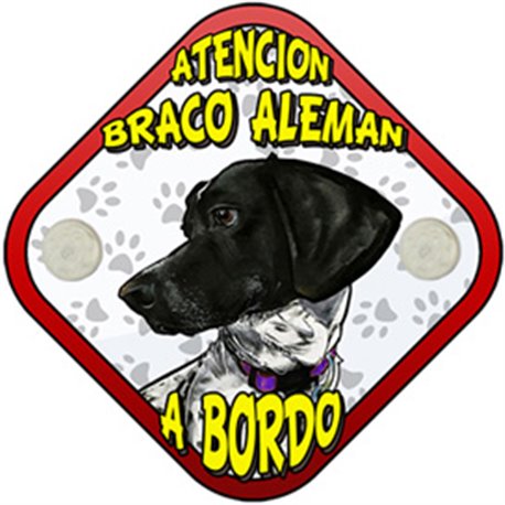 Placa perro a bordo atención Braco Alemán