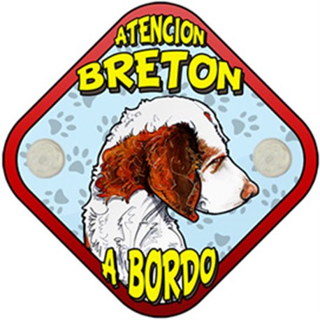Placa perro a bordo atención Bretón