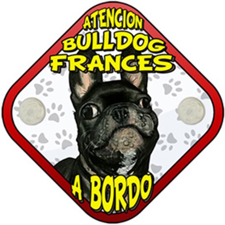 Placa perro a bordo atención Bulldog Francés negro