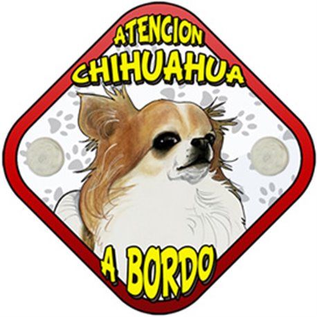 Placa perro a bordo atención Chihuahua peludo