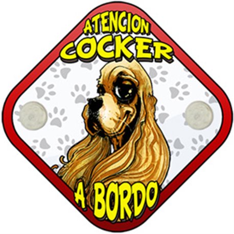 Placa perro a bordo atención Cocker marrón