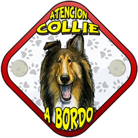 Placa perro a bordo atención Collie