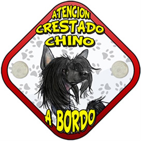 Placa perro a bordo atención Crestado Chino