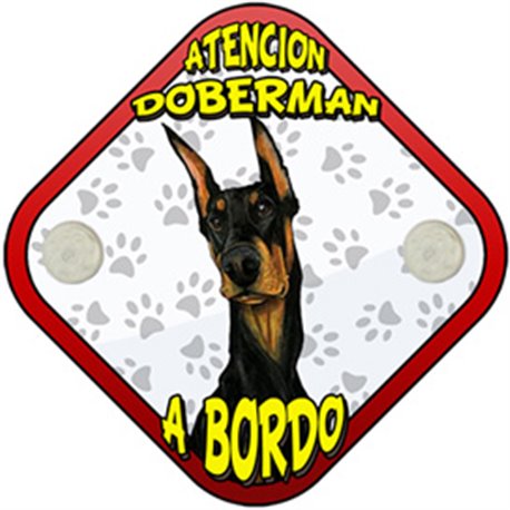 Placa perro a bordo atención Doberman