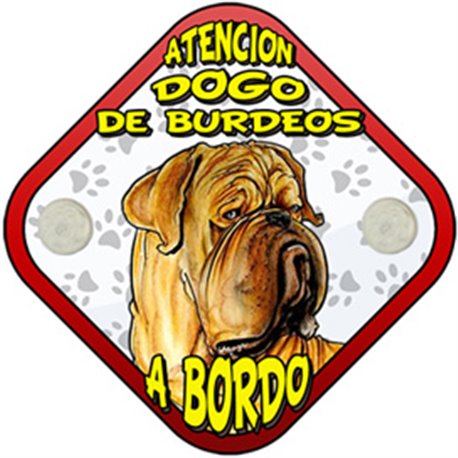 Placa perro a bordo atención Dogo de Burdeos