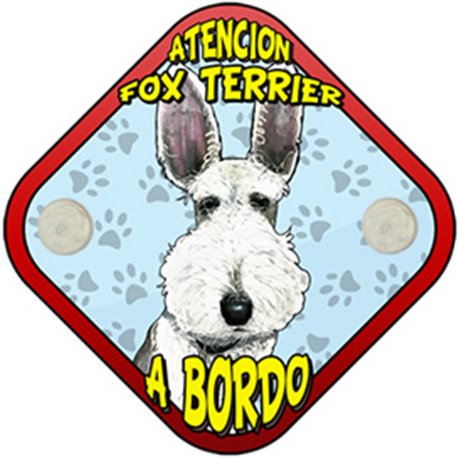 Placa perro a bordo atención Fox Terrier