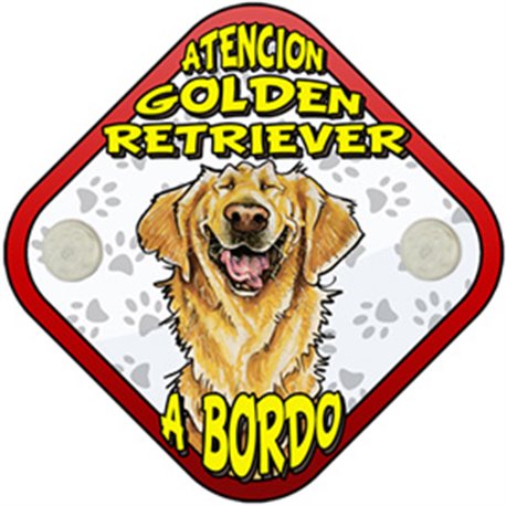 Placa perro a bordo atención Golden Retriever