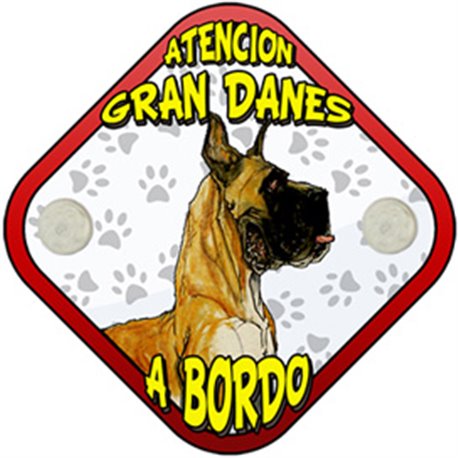 Placa perro a bordo atención Gran Danés marrón