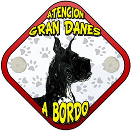 Placa perro a bordo atención Gran Danés negro