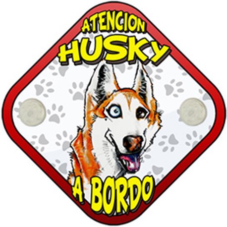 Placa perro a bordo atención Husky