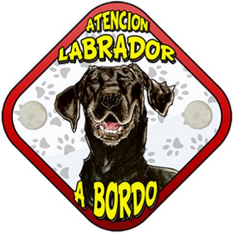 Placa perro a bordo atención Labrador negro