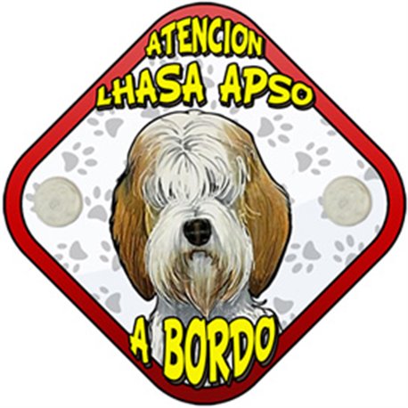 Placa perro a bordo atención Lhasa Apso