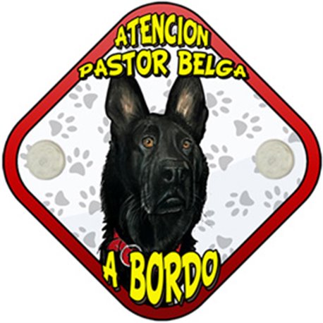 Placa perro a bordo atención Pastor Belga