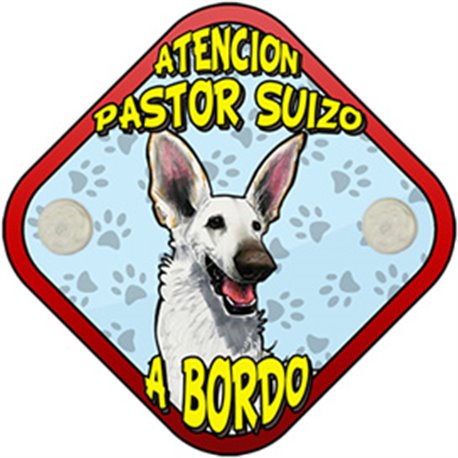 Placa perro a bordo atención Pastor Suizo