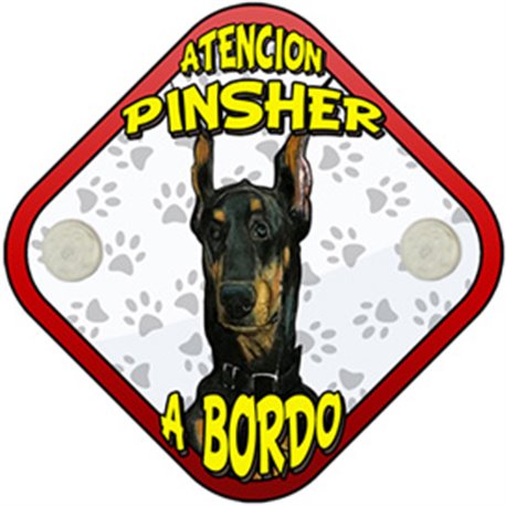 Placa perro a bordo atención Pinsher