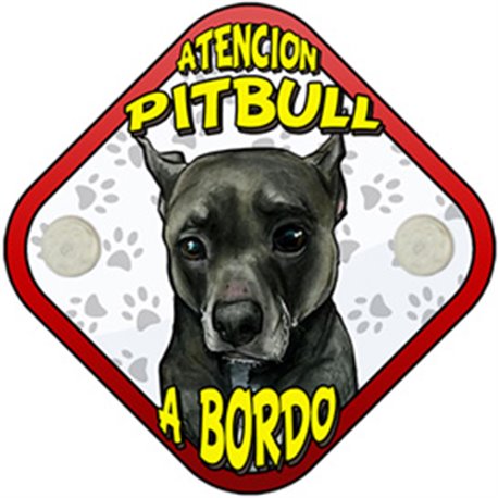 Placa perro a bordo atención Pitbull negro