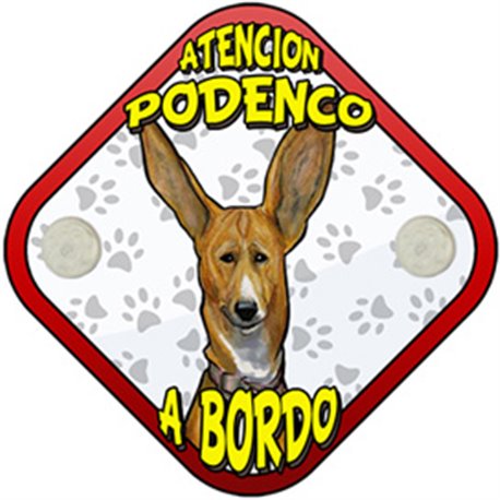 Placa perro a bordo atención Podenco