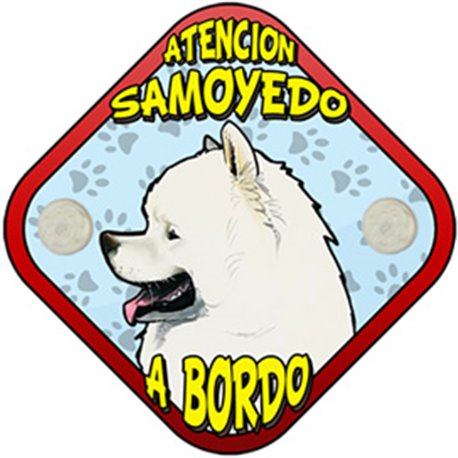 Placa perro a bordo atención Samoyedo