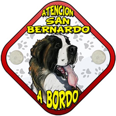Placa perro a bordo atención San Bernardo