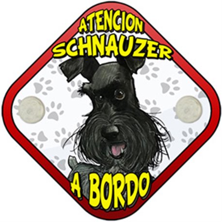 Placa perro a bordo atención Schnauzer negro