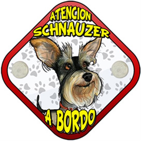 Placa perro a bordo atención Schnauzer