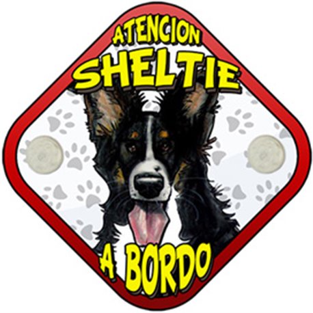 Placa perro a bordo atención Sheltie