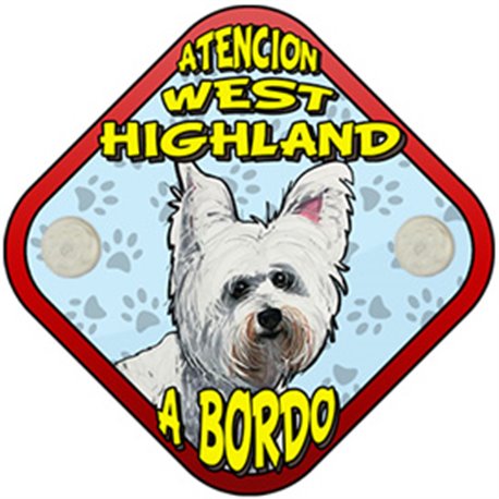 Placa perro a bordo atención West Highland