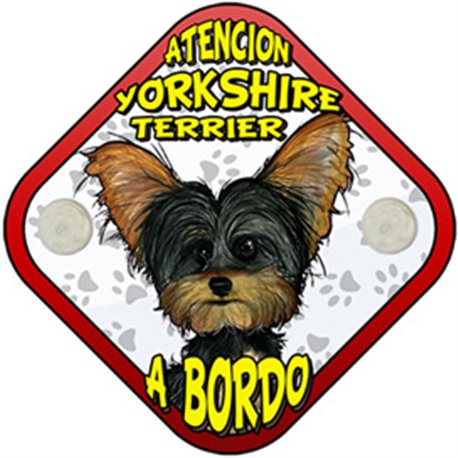 Placa perro a bordo atención Yorkshire Terrier