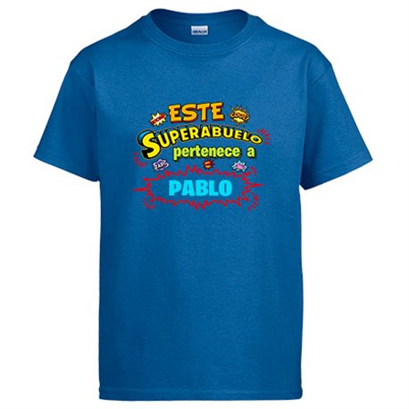 Camiseta personalizable con nombre ejemplo Este Super abuelo pertenece a Juan y Susana