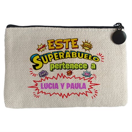Monedero personalizable con nombre ejemplo Este Super abuelo pertenece a Juan y Susana