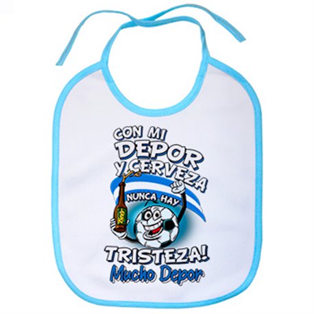 Babero frase con mi Depor y cerveza nunca hay tristeza La Coruña fútbol