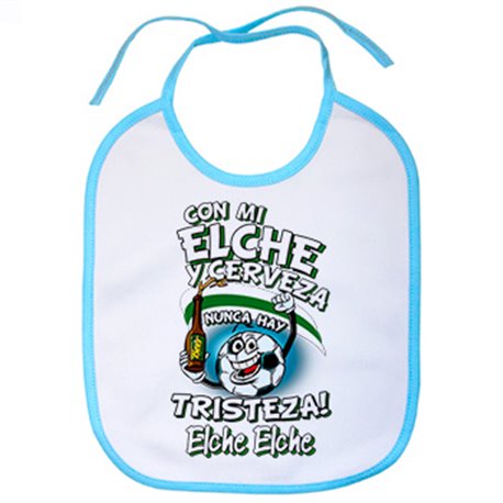 Babero frase con mi Elche y cerveza nunca hay tristeza para aficionado al fútbol