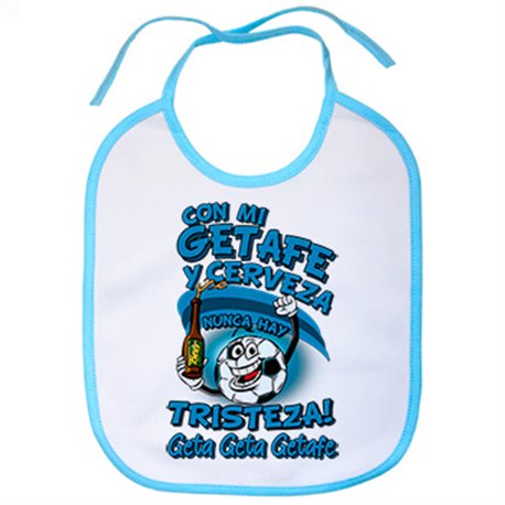 Babero frase con mi Getafe y cerveza nunca hay tristeza Geta fútbol