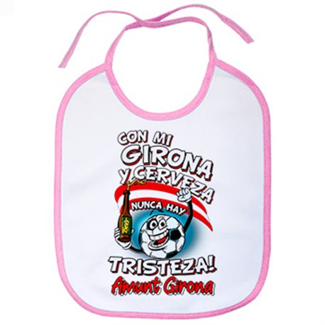 Babero frase con mi Girona y cerveza nunca hay tristeza fútbol