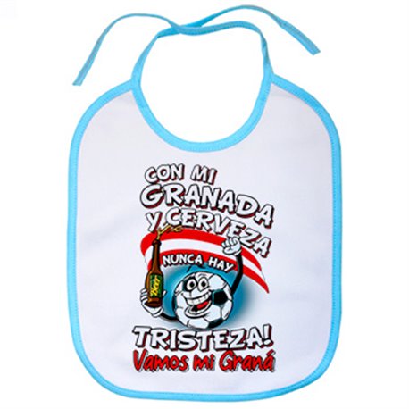 Babero frase con mi Granada y cerveza nunca hay tristeza Graná fútbol