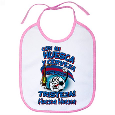 Babero frase con mi Huesca y cerveza nunca hay tristeza fútbol