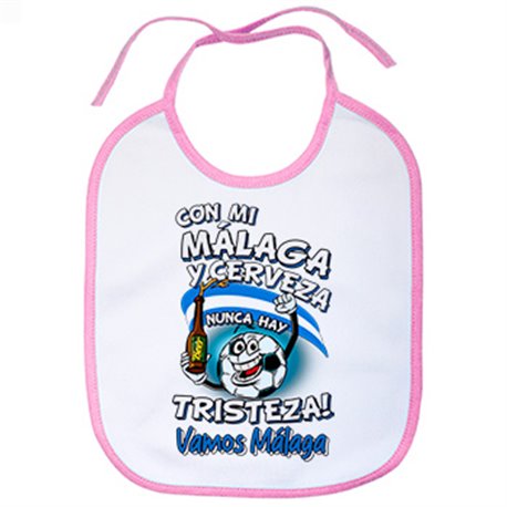 Babero frase con mi Málaga y cerveza nunca hay tristeza fútbol