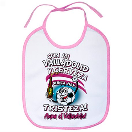 Babero frase con mi Valladolid y cerveza nunca hay tristeza fútbol
