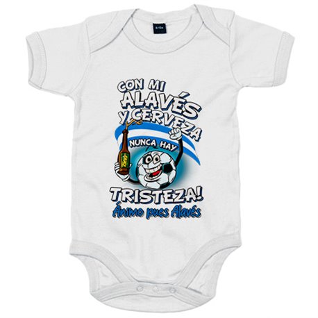 Body bebé frase con mi Alavés y cerveza nunca hay tristeza para aficionado al fútbol