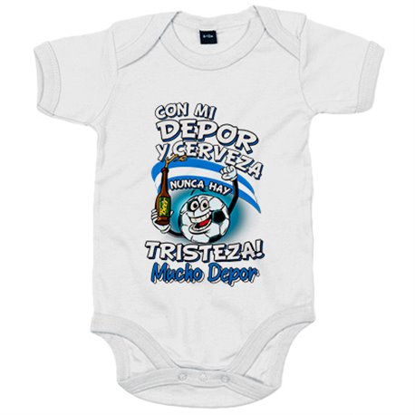 Body bebé frase con mi Depor y cerveza nunca hay tristeza La Coruña fútbol