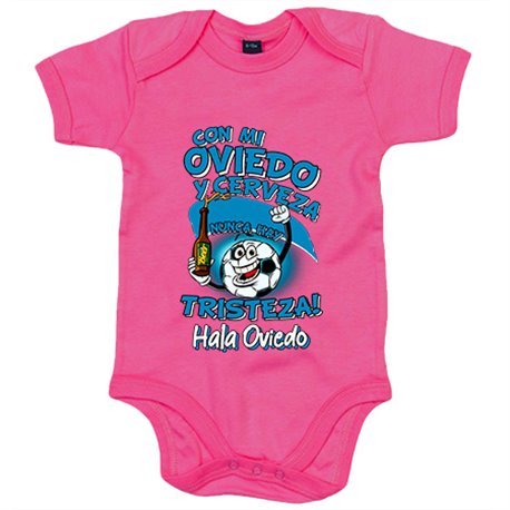 Body bebé frase con mi Oviedo y cerveza nunca hay tristeza fútbol