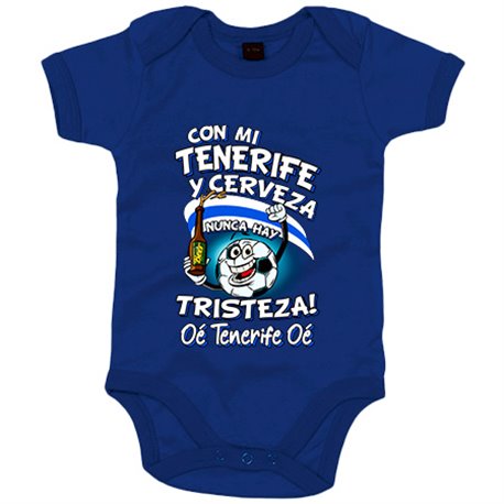 Body bebé frase con mi Tenerife y cerveza nunca hay tristeza para aficionado al fútbol
